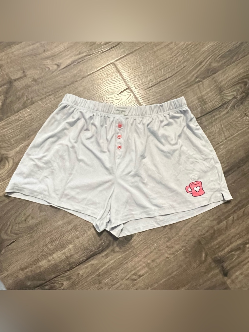 Life is Good Women's Sleep Shorts Size XL Light Blue Pink Pajama Shorts